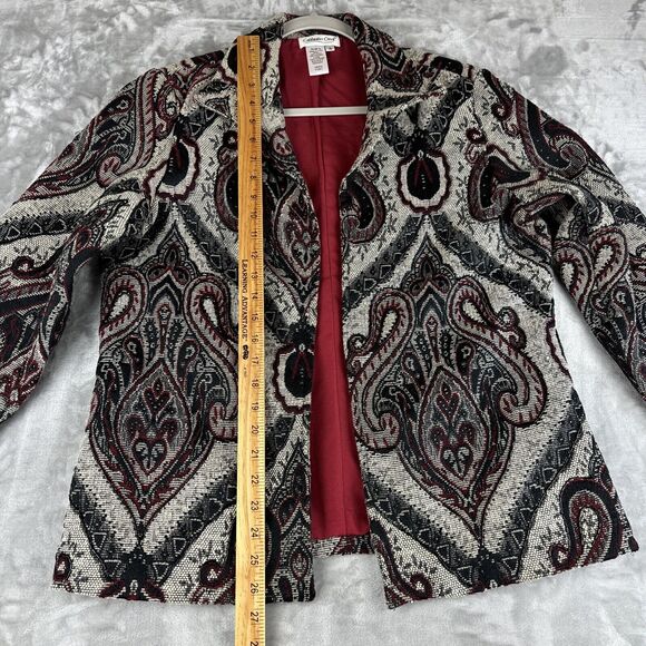 Coldwater Creek Open Blazer Womens Medium Beaded Tapestry White Black Red (0992) - Picture 12 of 12